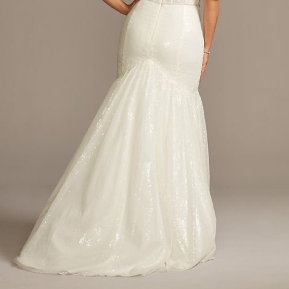 Galina Signature Ivory allover sequin corset plus wedding dress Size 20 - Picture 8 of 16